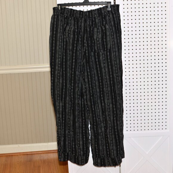 NWT XL (16-18) Time & Tru Women's Smocked Waist Linen Wide Leg Trouser Pants - Picture 10 of 11